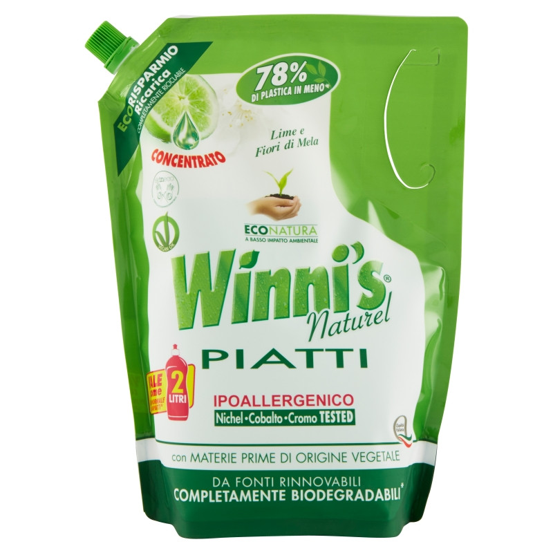 Winni's Lime e Fiori di Mela Detersivo Piatti Ecoricarica 1000 ml