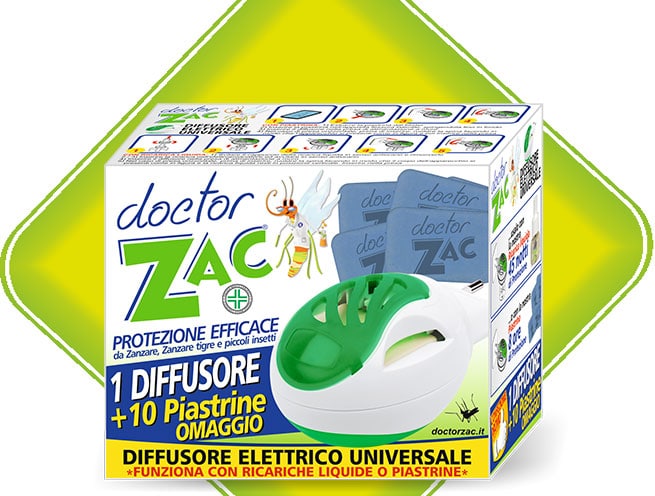 DOCTOR ZAC Diffusore + 10 Piastrine incluse
