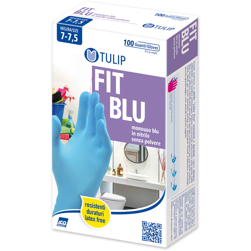 TULIP FIT BLU guanti monouso in nitrile blu 6-6,5
