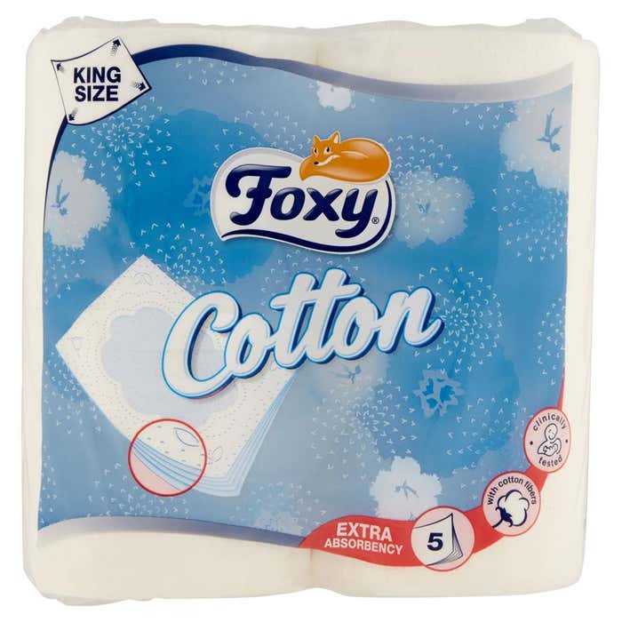 FOXY Foxy Cotton carta igienica 5 veli bianca con fibre di cotone 4 maxi rotoli