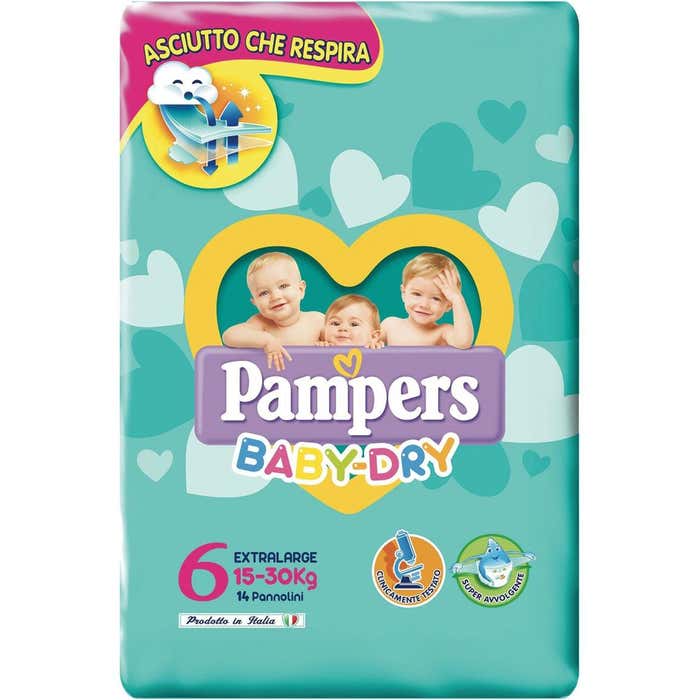 PAMPERS Pannolini Baby-Dry Extra Large 15-30 kg 14pz